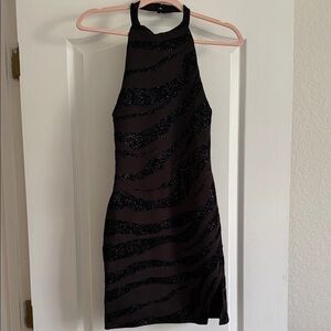 Chic Black Striped Mini Dress